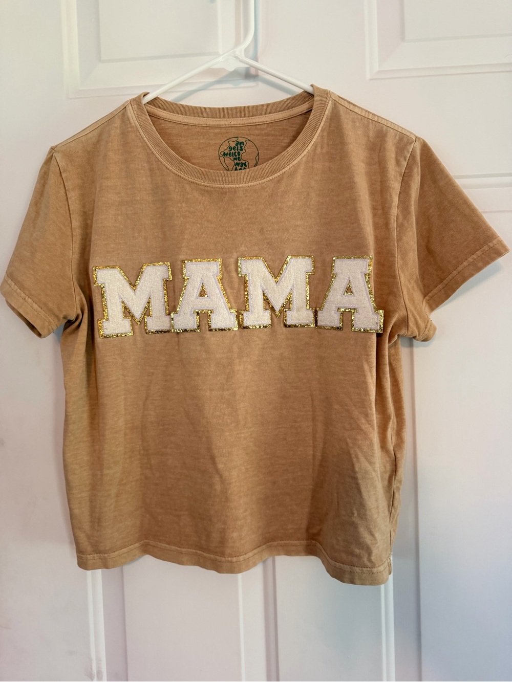 & Other Stories Tan 'MAMA' Embroidered Tee 8